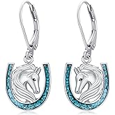 YYmqmq Horseshoe Earrings 925 Sterling Silver Turquoise Country Dangle Earrings Western Jewelry Birthday Gifts for Women Girlfriend Mom