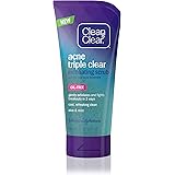 Clean & Clear Acne Triple Clear Exfoliating Facial Scrub with Salicylic Acid Acne Medicine, Aloe & Mint for Acne-Prone…