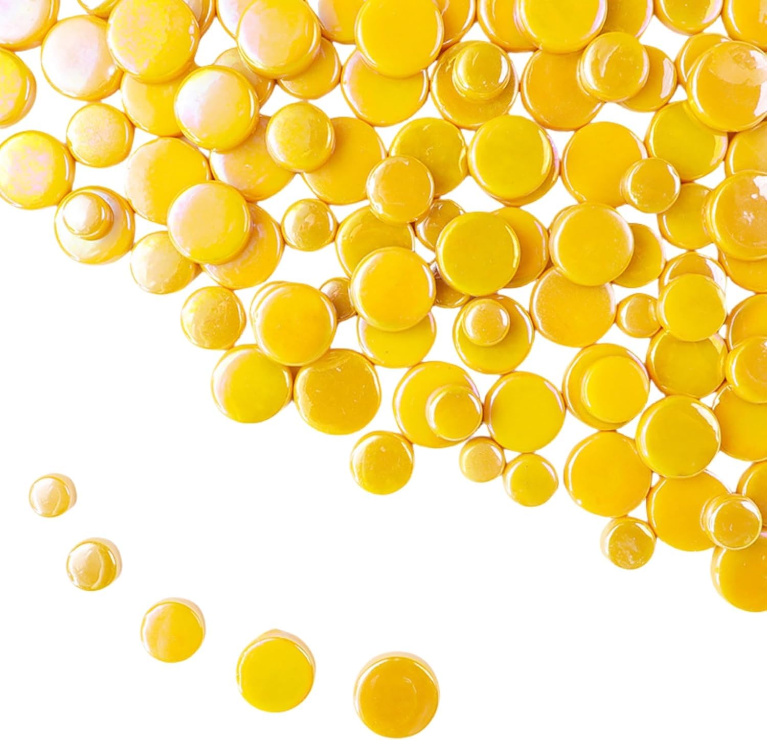 Photo 1 of 1.1lb Random Round Glass Mosaic Tiles, Making Creative Iridescent Mosaic Pieces for DIY Craft, Flowerpots, Vases, Cups, Garden Décor Mosaic Making Supplies… (Orange-1)