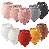 COOROBIN 10-Pack Baby Bandana Bibs, Soft 100% Cotton Absorbent Drool & Teething Bibs for Newborn Infant Boys Girls