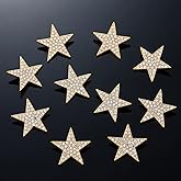 Rytenz 10 Pcs Sliver Rhinestone Buttons Crystal Embellishments for Clothing Jewelry Making DIY Decoration Buttons for Sewing Crafts Wedding Bridal(Golden Star)
