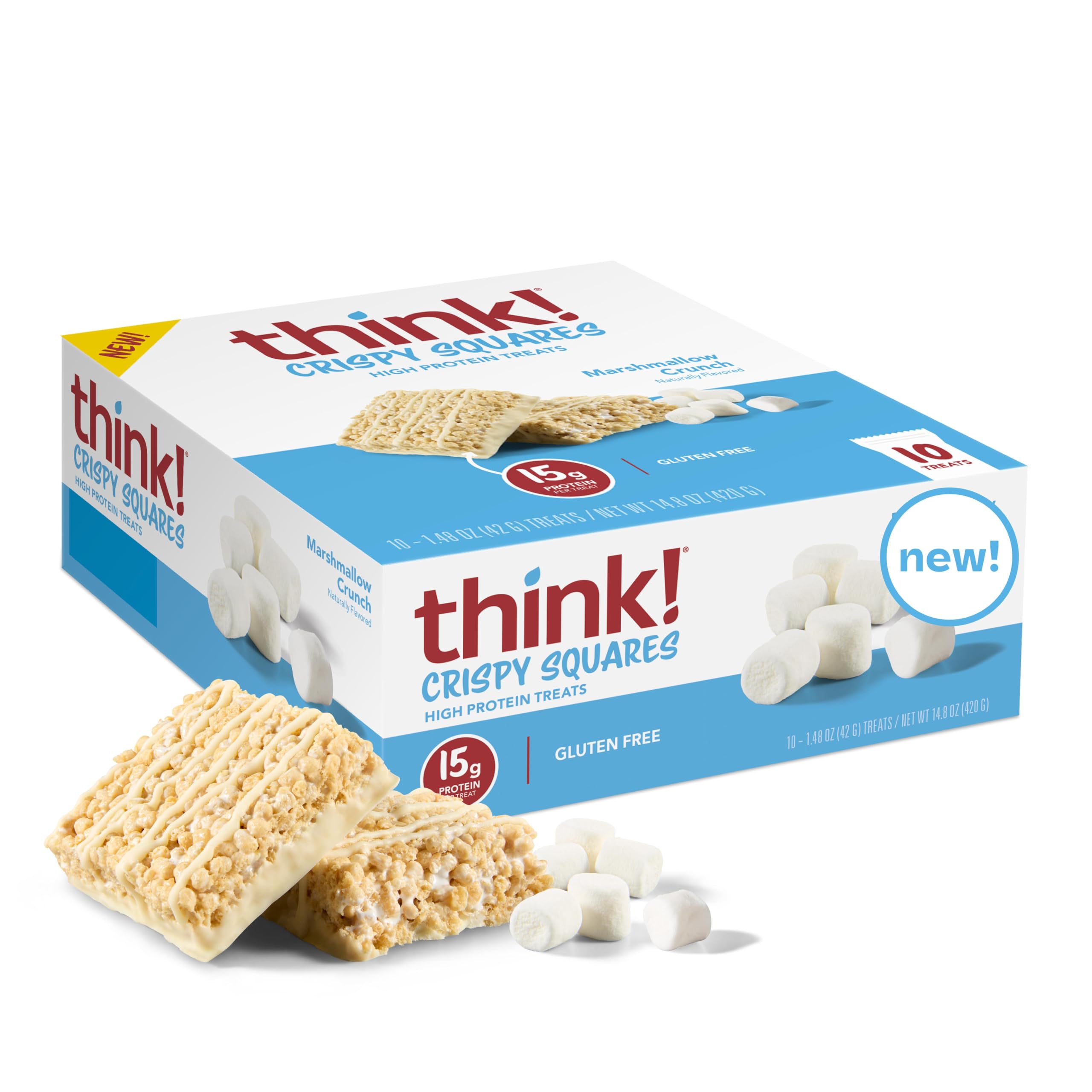Photo 1 of ***BB 26/AGUST/2026****Think! High Protein Crispy Squares Marshmallow Crunch Treat (10 Pack)
