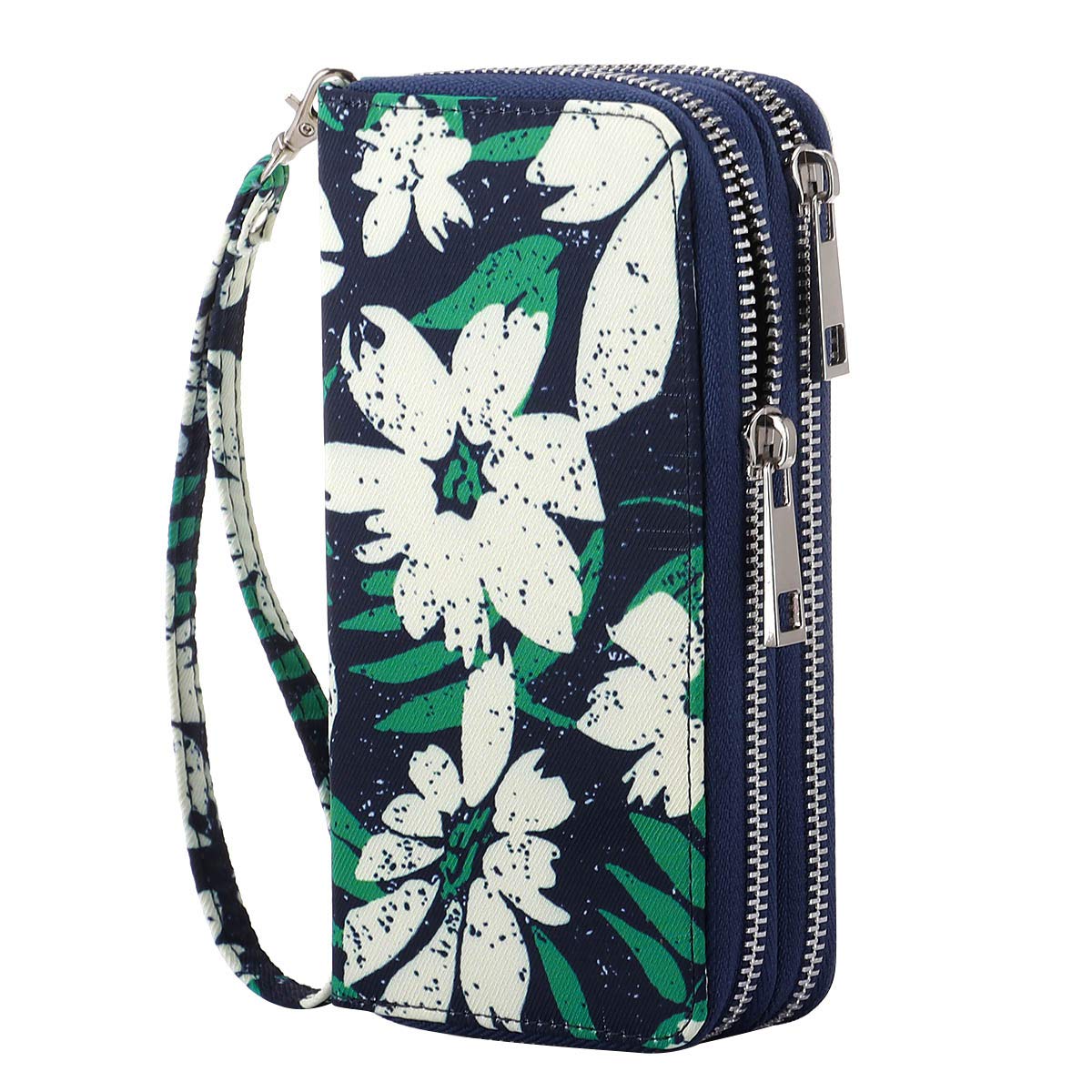 HAWEE Long Clutch Wallet for Women Dual Zipper Cellphone Holder Ladies Wristlet Purse with Multiple Card Slots for Coin Cash Bill