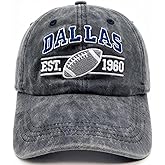 Embroidered City Hat for Men Women Vintage Washed Denim Football Fans Hat Adjustable Cotton Baseball Cap