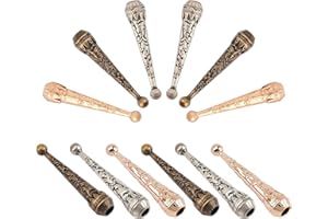 NBEADS 6 PCS Size 2.05 Inch Long Alloy Bolo Tie Tips Replacement End Caps, Bolo Cap Buckle Replacement 5.5mm Inner Diameter Mixed Color Baseball Bat Embossment Carved Fashion DIY Findings