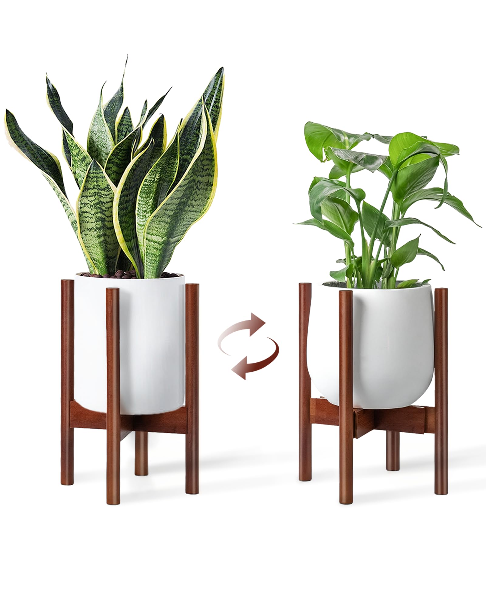 Bamworld Adjustable Plant Stand Indoor, Bamboo Plant Holder 8 to 12 Inches, Small Tall Corner Planter Stand for Indoor Plants, Single Floor Plant Stand for Living Room Balcony Bedroom Reddish Brown