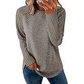 SAMPEEL Sweatshirt for Women Long Sleeve Shirts Crewneck Sweaters Fall Fashion Outfits 2025 Trendy Tunic Tops Plus Size