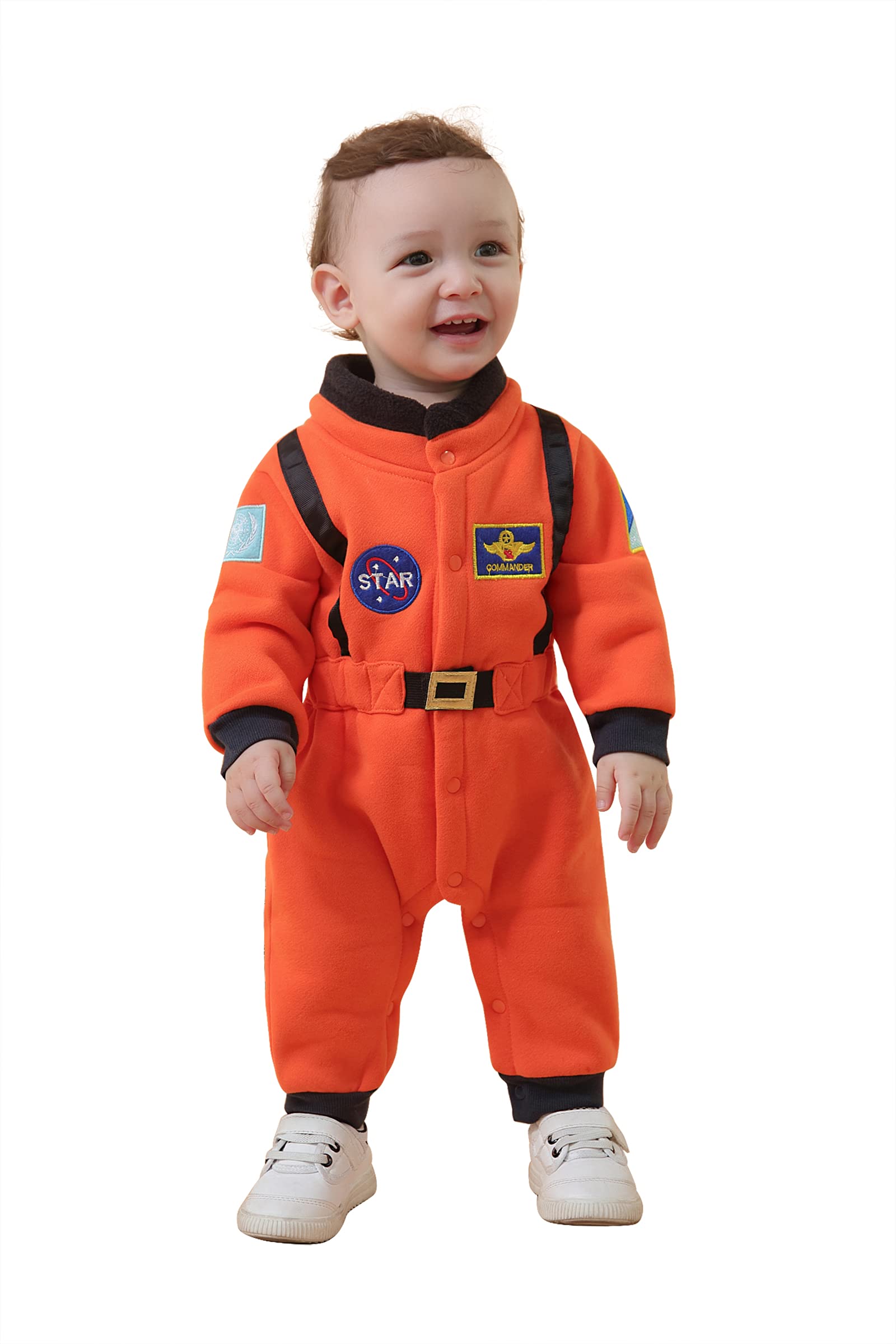Photo 1 of LXKIKMM Baby Toddler Boy Astronaut Costume Space Suit Cosplay Party Jumpsuit Halloween Rompers Orange 2-3 Years