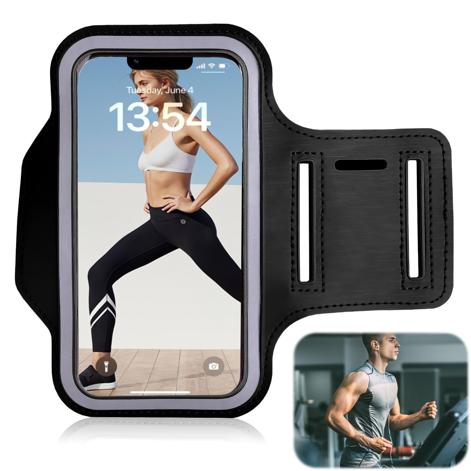 Running Armband Sports Arm Band for Running Phone for iPhone Pro Max 15/14/13/12/Plus Waterproof Phone Arm Holder with Zipper Pocket for Phones up to 6.3" Xmas Gifts for Runners Exercise Gym Workouts