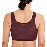 LAUDINE Women's Cotton Plus Size Front Closure Wireless Support Posture Bra