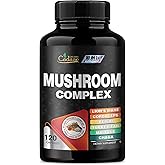 Cadane Mushroom Complex Supplements - 19in1 Concentrated with Lions Mane, Cordyceps Sinensis, Reishi, Turkey Tail Mushroom, Maitake, Chaga, Shiitake, Enoki & More - 120 Caps for 4 Months Supply