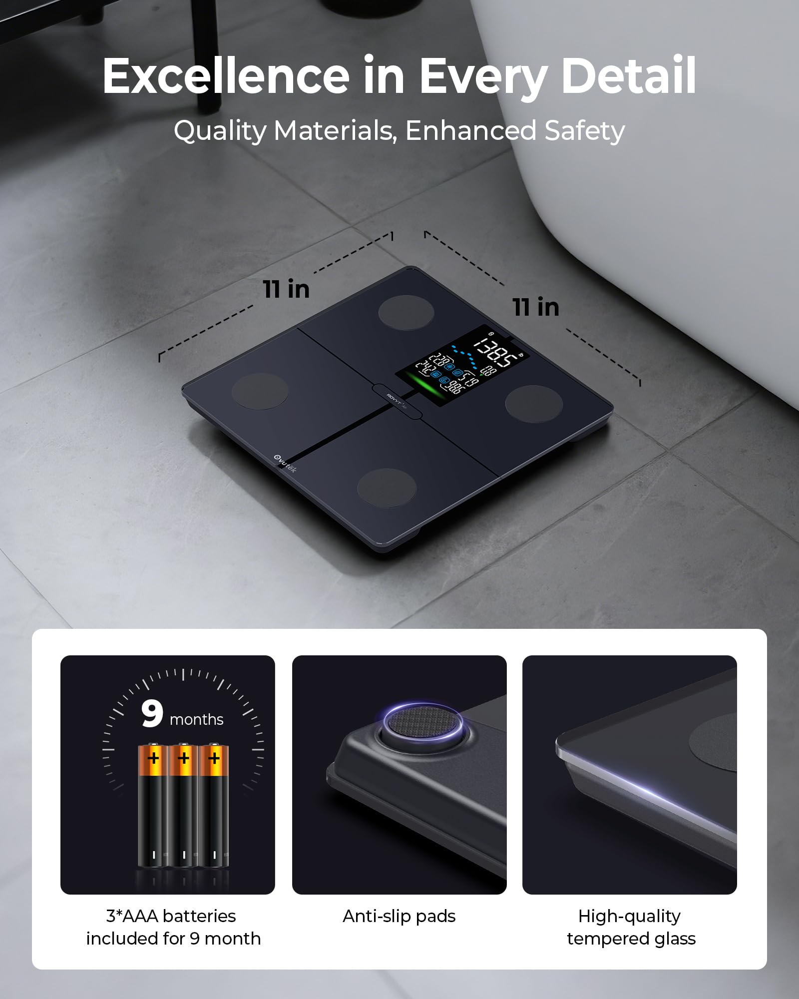 OVUTEK Smart Scale for Body Weight, Professional Bathroom Digital Scale with BMI, Body Fat, Muscle Mass, Most Accurate to 0.05lb, Large Display High Accurate Body Composition Machine with Fitness App