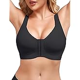 KeepMyself Post Surgery Bra Front Closure Wireless for Women, Compression Recovery Bras with Adjustable Straps, Supportive & Comfortable for Mastectomy, Augmentation Black L