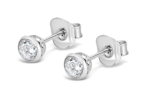Schöne Silber Zirkonia Ohrrings: 4 mm