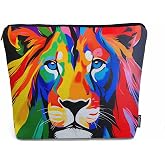 Kalygon Makeup Bag For Purse Lion, African Animal Lion Face Colorful Cosmetic Bags For Women With Zipper Travel Toiletry Pouch Makeup Bags Makeup Organizers Purse For Toiletries Cosmetics