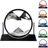 FHFTHYH Moving Sand Art Picture Liquid Motion, 3D Quicksand Décor, Deep Sea Sandscapes with Display Flowing Sand Frame for Relaxing, Desktop Office Home Decoration (Black)