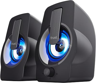 Gemi RGB Enceinte PC 2.0,Haut Parleur 12 W (6 W RMS), Noir