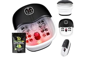 Foot Spa Bath Massager with Heat Bubbles and Vibration Massage and Jets, 16oz Tea Tree Oil Foot Soak Epsom Salt, WHALSTAR Collapsible Foot Bath Bucket With Infrared Fighting Infections & Remote