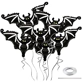 6Pcs Halloween Black Bat Balloons, 24 Inch Large Halloween Bat Foil Balloons, Bats Mylar Balloon for Home Spooky Birthday Haunted House Party Decoration Supplies