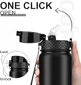 GOPPUS 1L Stainless Steel Water Bottle with Straw Leakproof Flip Lid BPA Free view 2
