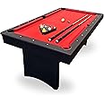 Freetime Fun 6 FT Pool Table. Includes Billiard Tables Accessories- 2 Pool Cues, Set of Balls, Triangle, Pool Table Brush, Chalk, No Assembly, Portable