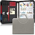 Portfolio Binder Organizer with Handle, 13.4 * 10 * 1.6 Inch Zippered Padfolio, Writing Pad Notepad Legal Size Detachable Business Folder Resume Interview Gift for Men Women (Gray)