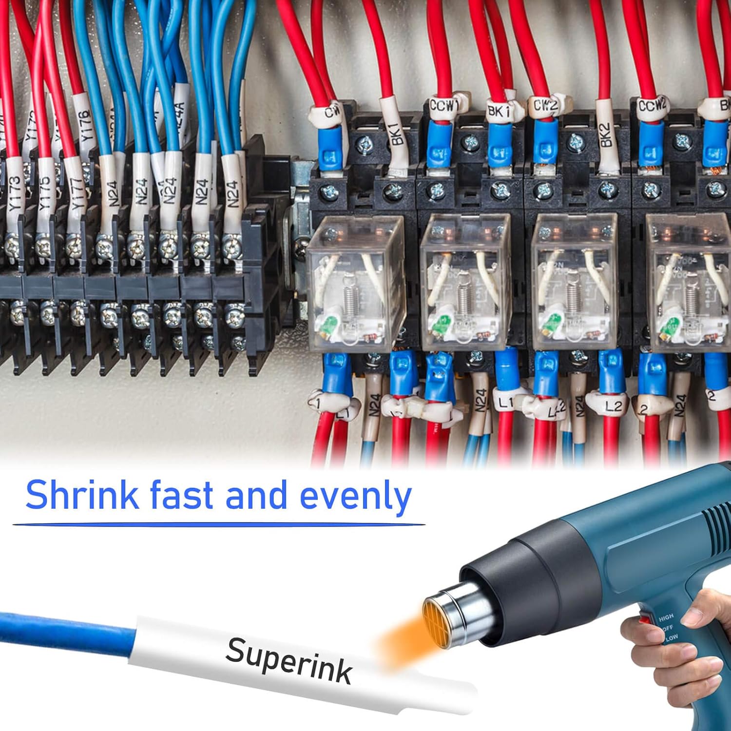 SuperInk 10 Pack Compatible for Brother HSe-241 HSe241 HS-241 HS241 Black on White Heat Shrink Tube Label Tape use in PT-D400 PT-D600 PT-E300 PT-E500 PT-P750WVP Printer (0.69''x 4.92ft, 17.7mm x 1.5m): Office Products