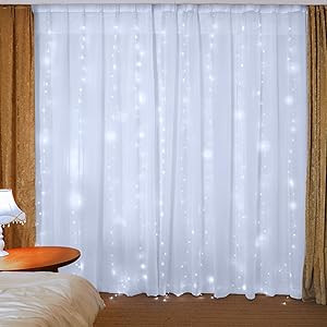 300LED 9.8 x 9.8 ft LED Window Curtain String Lights for Bedroom,Hanging Lights Decor Fairy String Lights,Wall Decor Lights for Girls,Party Birthday Christmas Decorations Lights White-Color