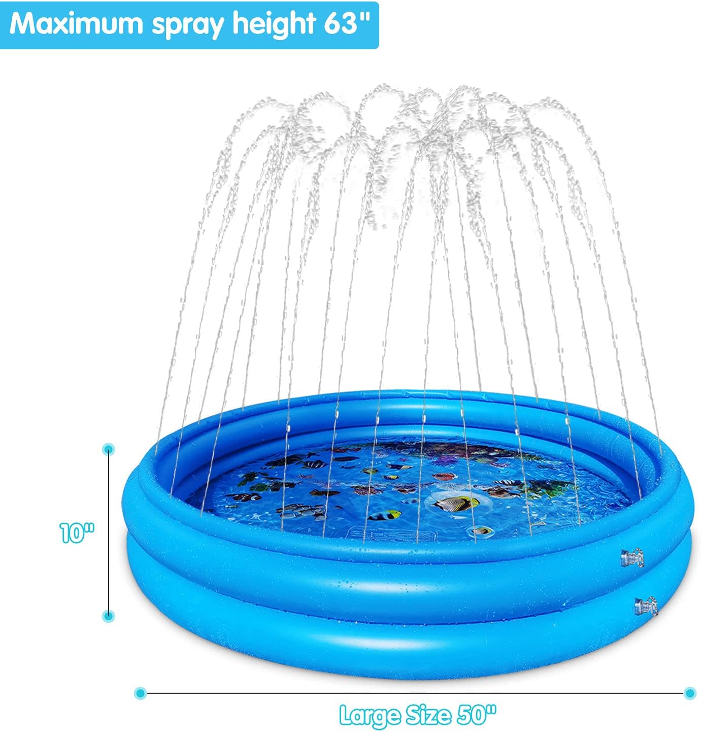 Inflatable Kiddie Pool with Sprinkler for Kids - 50" Baby Pool for Summer Fun, Swimming Pool for Backyard - Inflatable Kids Pool Above Ground, for Age 2 3 4 5 6 7 8 9 10+: Toys & Games