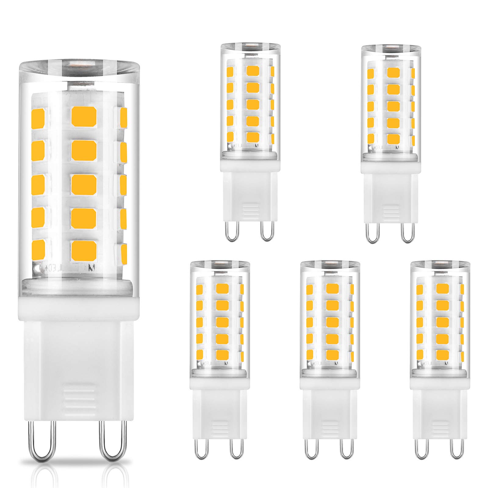CHEERBEE G9 LED Bulbs Warm White 2700K, 3W G9 LED Light Bulb, 28W 33W 40W Halogen Equivalent, AC 220-240V, 350LM, CRI>85, Capsule Bulb for Crystal Chandelier, No Flicker, Non-dimmable, 5 Pack