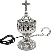 Electric Incense Burner, Frankincense Charcoal Incense Stand, Bakhoor Incense Burner Holder, Ideal for Aromatherapy, Yoga and Spa, Home and Christian Church Censer (Silver)