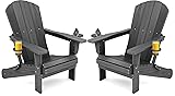 SERWALL Foldable Adirondack Chair Set of 2, HDPE