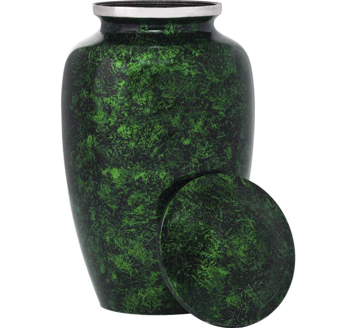 Eternal Harmony Cremation Urn for Human Funeral Ashes with Elegant Finishes to Honor and Remember Your Loved One (Carefully Handcrafted) Green Silver
