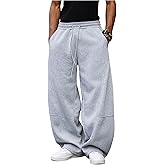 SHENHE Men's Baggy Sweatpants Wide Leg Drawstring Waist Casual Lounge Athletic Workout Pants