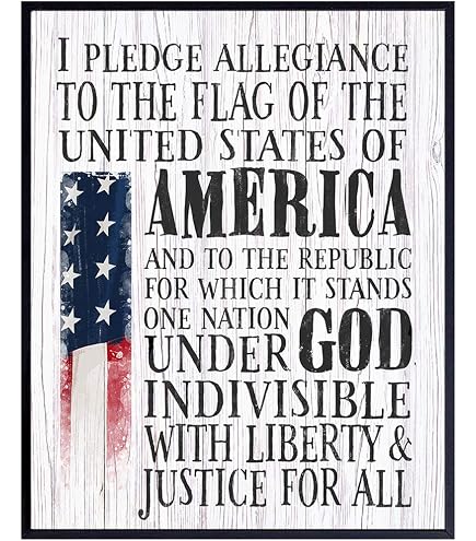 Targa Metallica USA I Pledge Allegiance To The Flag – 20,3x30,5 Cm, Vintage Americana, Decorazione Parete Per Veterani E Militari
