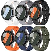 6-Pack Sport Band for Samsung Galaxy Watch 7 Band 40mm 44mm,No Gap Soft Silicone Strap for Galaxy Watch FE 6 5 4 Band 40mm 44mm/Watch 6/4 Classic 47mm 43mm 46mm 42mm/Watch 5 pro 45mm Men Women