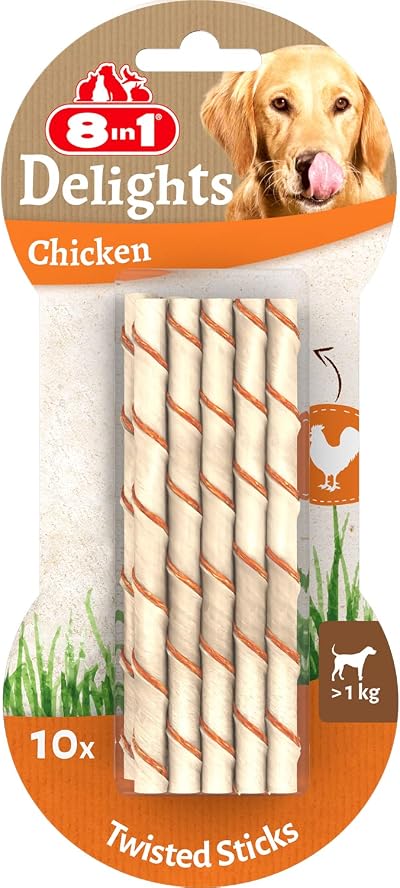 8in1 Delights Chicken Twisted Sticks 10 pieces Dog Chew Snack