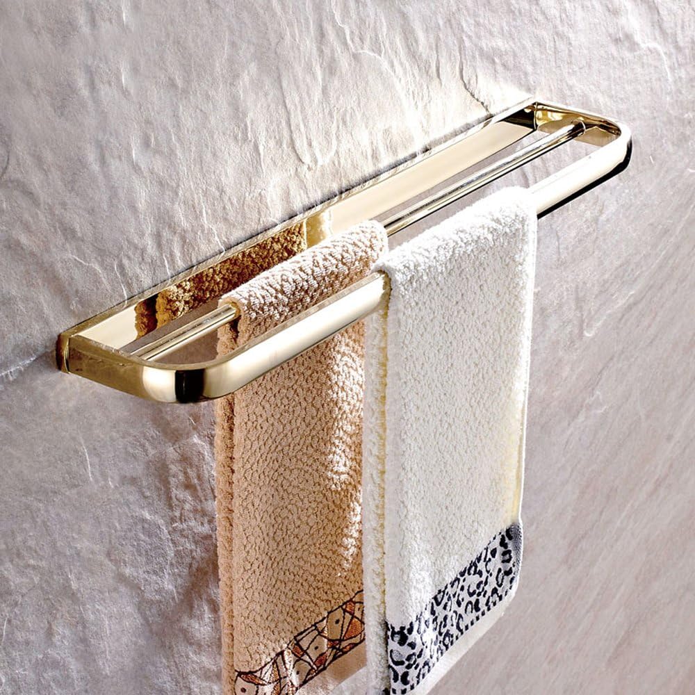 Weare Home Brass Solid Brass Construction made with Gold Surface Bathroom Modern European Wall Mounted double Towel Bar Towel holder Towel Rail