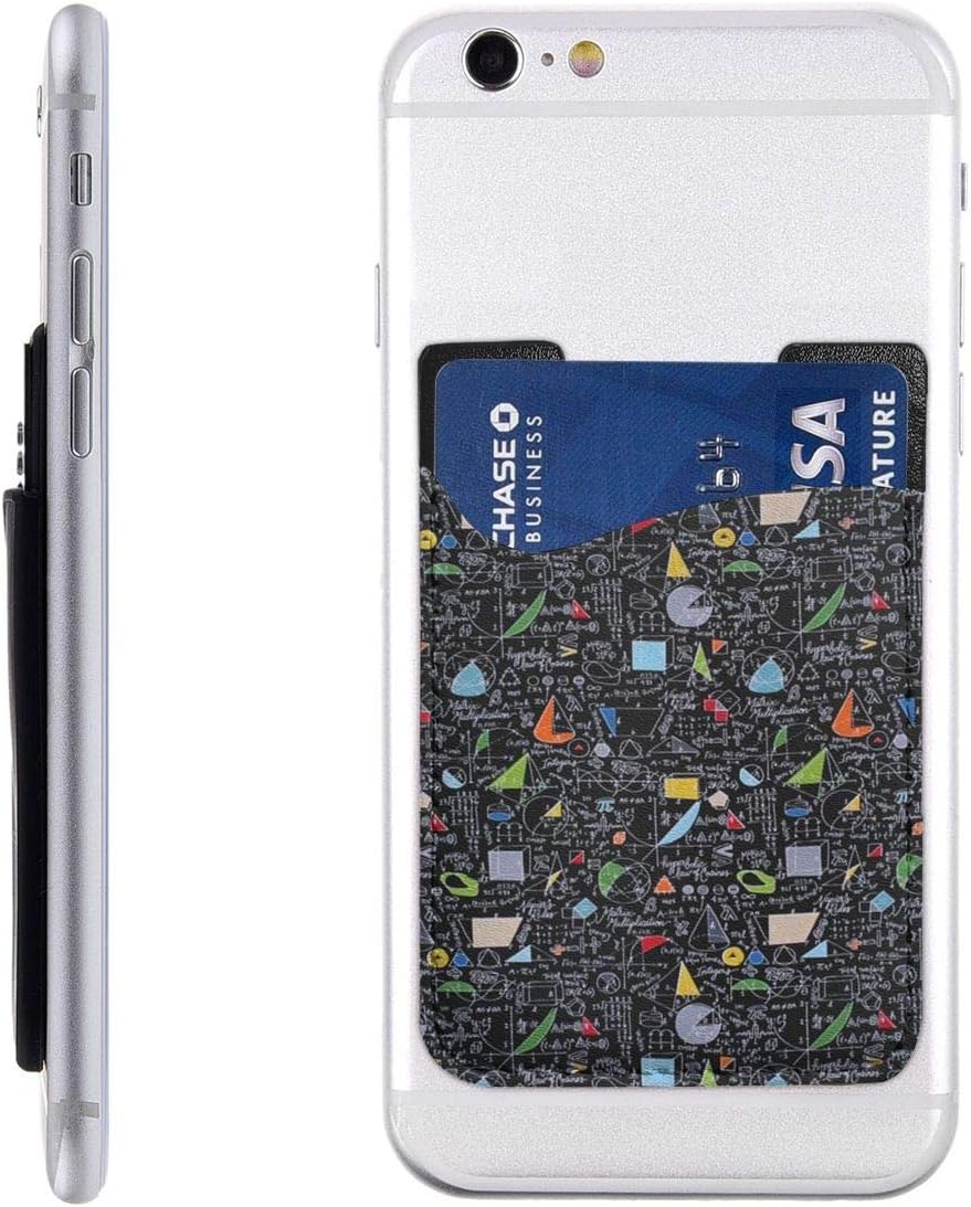 Card Holder for Back of Phone -Math Equations Numbers Theory Trigonometry Silicone Stick On Cell Phone Wallet with Pocket for Credit Card, ID, Business Card