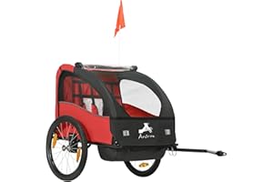 Aosom 2-Seat Bike Trailer for Kids, Baby Bicycle Trailer with Storage Bag, 5-Point Harness, 20" Rubber Wheels, Safety Flag, R