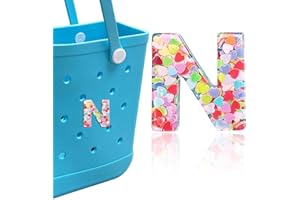 HLUWA Letter Charms for Bogg Bag, Alphabet Sequin Lettering Accessories Charms for Bogg Bag and Simply Southern Bag, Insert Decorative Letter Charms for Handbag Beach Tote Bag.