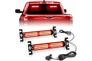 HLauto 1002L Emergency Strobe Traffic Advisor Light Bar: 40 LED Dash Safety Warning Flashing Light, Front/Rear Windshield Vis