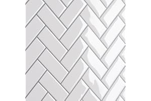 CRE8TIVE 4 Sheets White Herringbone Peel and Stick Backsplash for Kitchen 12"x12" Peel and Stick Tile Stickers Self Adhesive Wall Tiles Stick on Backsplash for Kitchen Bathroom Shower Wall Decor