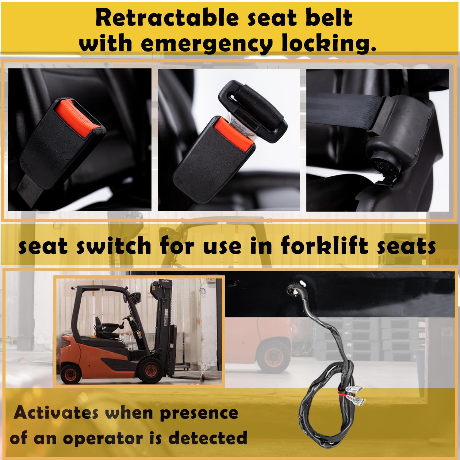 NEW UNIVERSAL FORKLIFT SEAT FITS FORKLIFT TRACTOR EXCAVATOR SKID With Armrest Belt 10 Uemn
