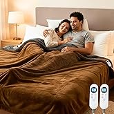 Eastsora Electric Heated Blanket King Size 90''x100'', Soft Dual-Sided Flannel with Dual Control, 12 Heat Settings, 12H Timer, ETL FCC Certified, Overheat Protection, Machine Washable