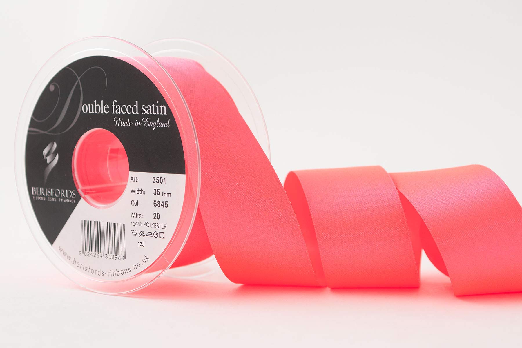 Berisfords Ribbon, Flo Pink, 35 mm