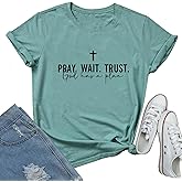 LOOKFACE Women Pray Wait Trust Soft Tees Cute Graphic T Shirts