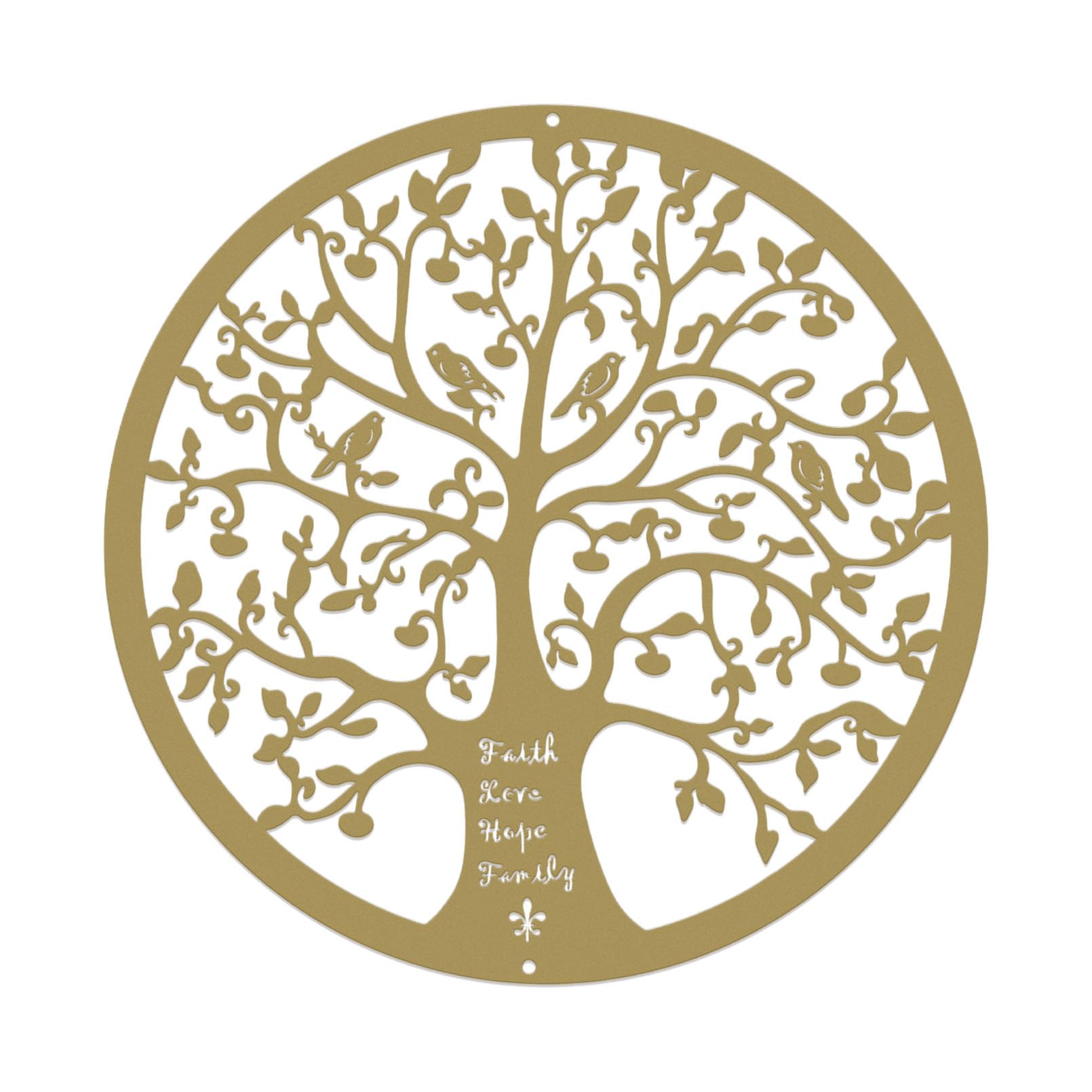 ESTART 28CM Metal Tree of Life Wall Art, Family Tree with Birds on Branch Wall Hanging Decor for Balcony Patio Porch Bedroom Living Room Garden Office and Farmhouse (Gold)