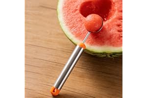 Multi-Purpose Stainless Steel Scoop - Long Handle Watermelon & Ice Cream Scooper with Fruit Cutter Function | Kitchen Baking 