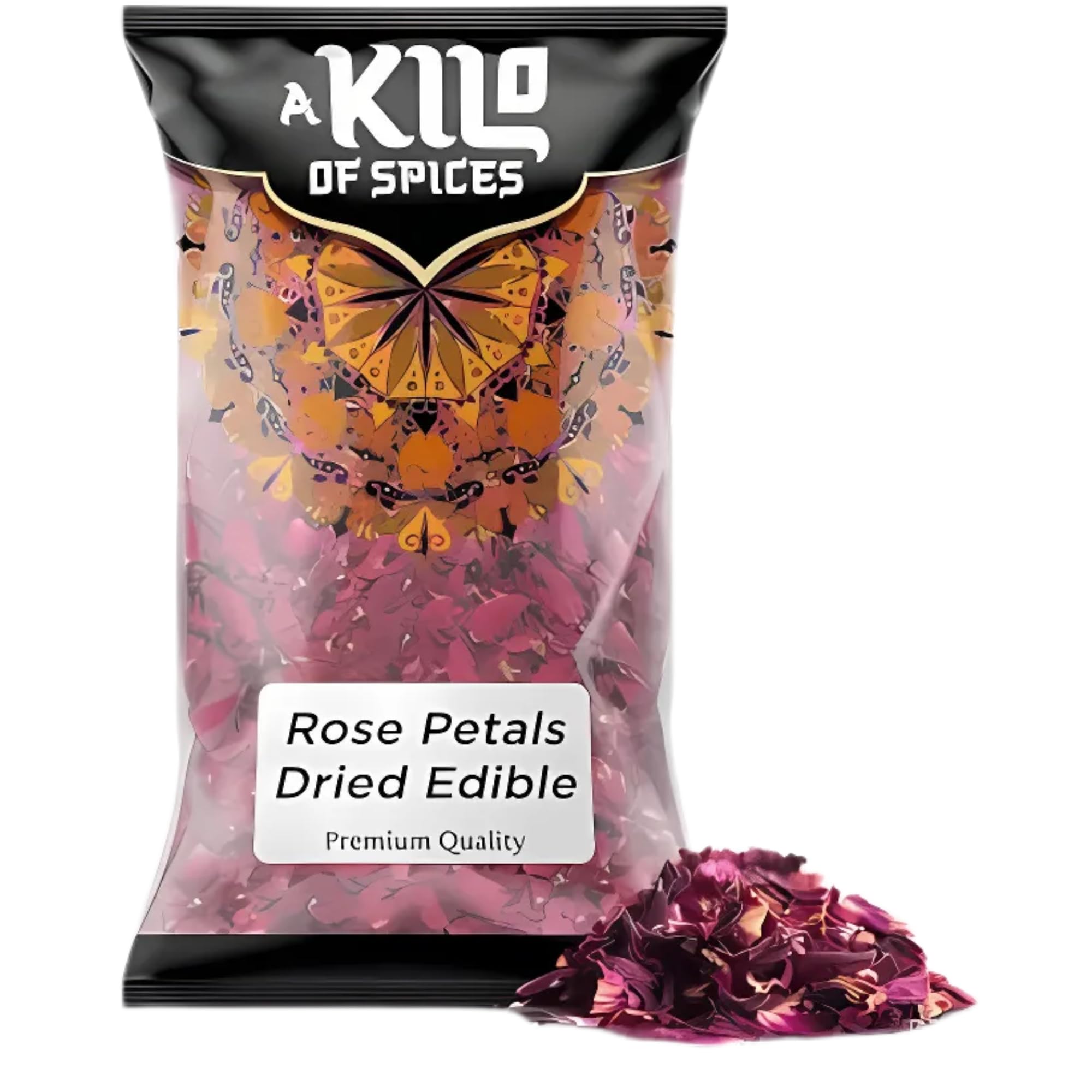 A Kilo of Spices | Premium Dried Rose Petals - 200g | Natural & Edible - Perfect for Tea, Baking, Potpourri, Crafts, Skincare and Biodegradable Wedding Confetti | Fragrant, Colourful and Versatile